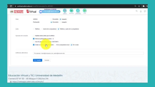 Programación de clases sincrónicas en Zoom