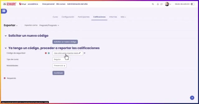 Exportación de notas hacia el sistema académico