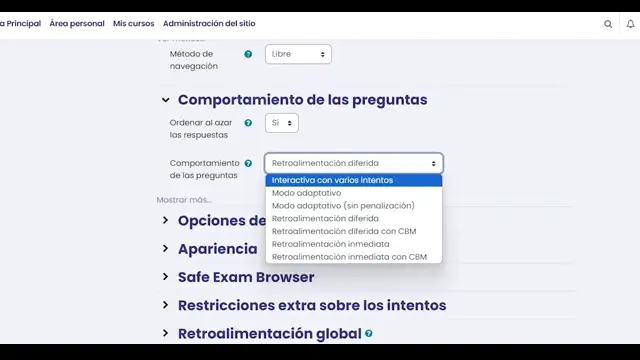 Configurar cuestionario