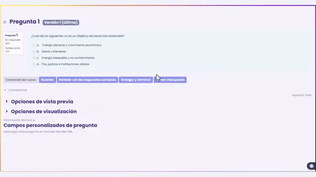 Categorías y preguntas en cuestionarios